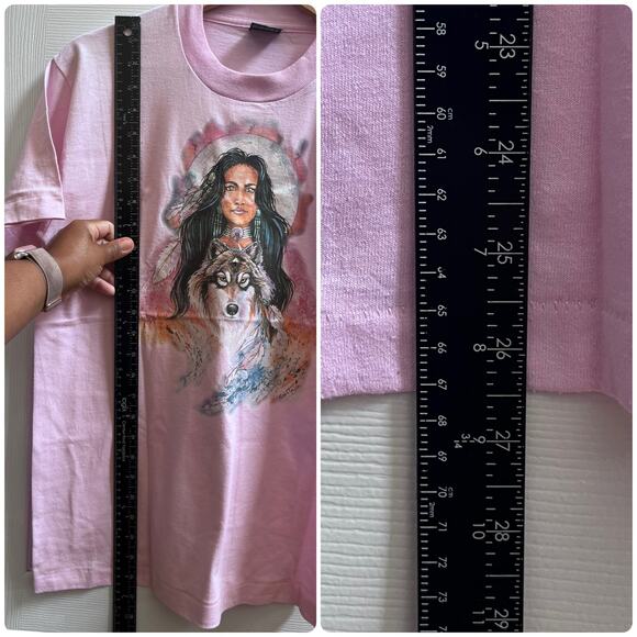 Fruit of the Loom Best Jan Taylor Native American Woman Wolf Print Tee Medium - Picture 7 of 10